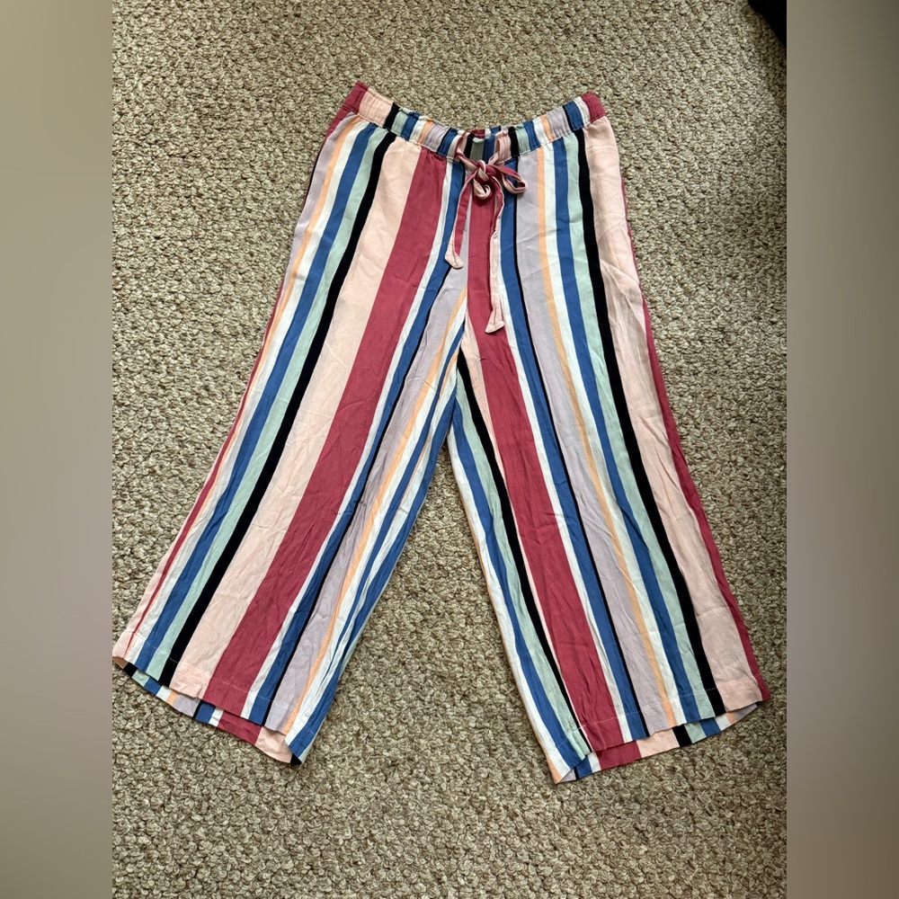 LOFT Nordstrom Flare Striped Pants Sz S